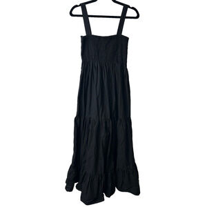 Zara S Black Tiered Maxi Dress Smocked Modest Tradwife Princess Basic Boho C24